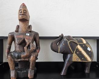 African art statue and elephant