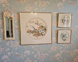 Hand painted trio of florals