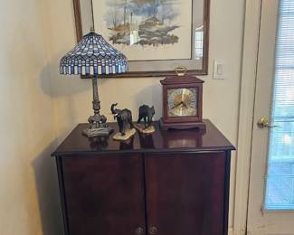 Two door mahogany chest with inlay