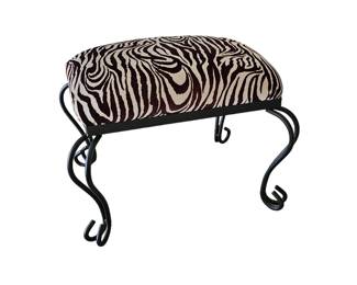Little Zebra Print stool with wrought iron legs