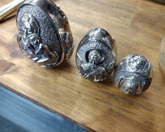 Sterling silver. religious Greek eggs