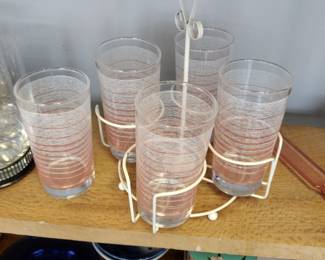 Mid Century Cups and caddy.