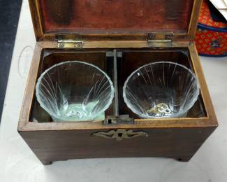 Antique tea caddy with key.