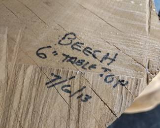 Six inch tabletop beechwood slab