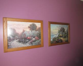 Framed Thomas Kinkade puzzles