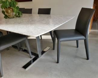 Carrara Marble Dining Table with Chrome Legs