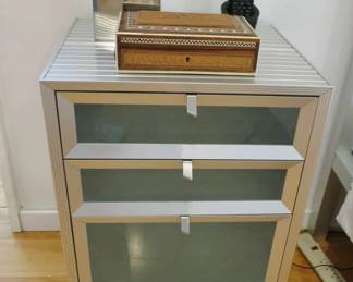 Pair of Pandora Aluminum / Glass Night Stands