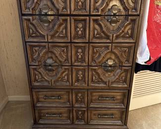 Lea Industries Carved Front 6 Drawer Tall Boy