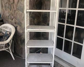 White Wicker Shelving Unit