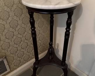 Dark Wood Centurion Marble Top Accent Table Plant Stand