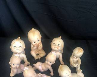Set of 8 Vintage Ceramic Kewpie Dolls by Lefton