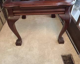 Chippendale Style Wood and Beveled Glass End Table