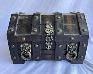 Vintage Wood Chest Jewelry Box