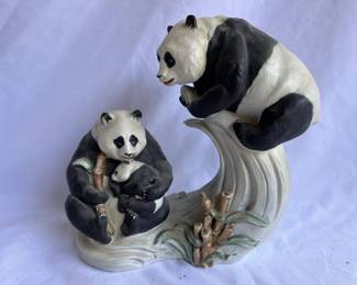 House of Goebel Hand Painted Porcelain Panda Family Figurine