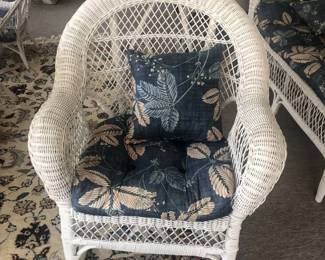 White Wicker Rocking Chair with Cushion