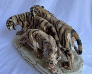 House of Goebel Hand Painted Porcelain Tiger Figurine