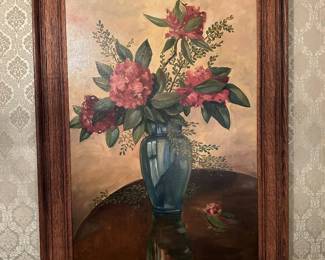 Beautiful Mid Century Still Life Framed and Signed Oil Painting