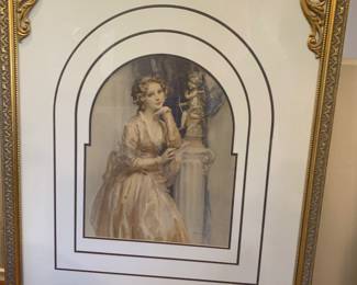 Walter Earnes Webster, "Portrait of a Young Lady" matted and framed by Vanguard Studios. 33" x 40" (approx)