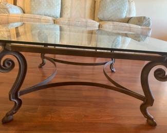 Glass top square coffee table