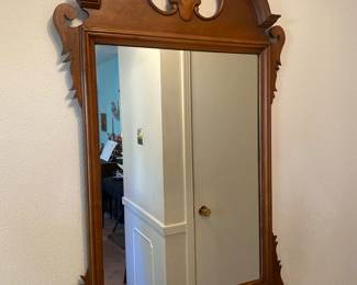 Antique wood wall mirror