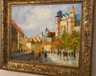 Street scene oil painting 