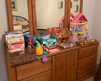 Dresser, toys & books , doll houses