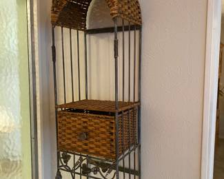 Nice decorative wicker & metal wall shelf 