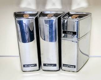 Mid Century Modern Metal kitchen containers by Lincoln BeautyWare