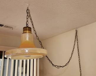 Mid Century Modern opalescent pendulant swag light (off)