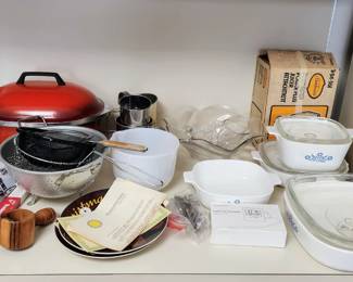 Kitchen dishes, plates, glasses, flatware, cookware
