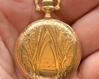 Gorgeous Antique 14K Gold Working Waltham Grandmas Pocket Watch