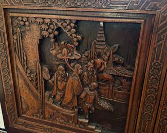 Chinese Carved Teak Trunk