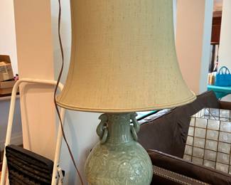 Vintage Celadon Asian Table Lamp