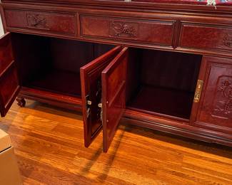 Vintage Carved Rosewood Buffet Cabinet