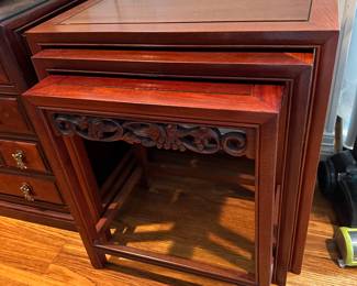 Rosewood Carved Nesting Tables