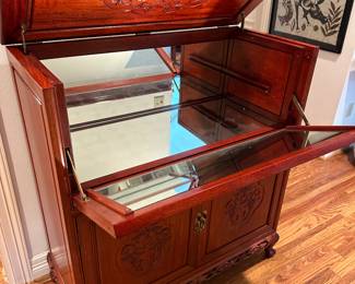Rosewood Fold Out Bar Cabinet