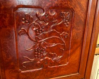 Vintage Carved Rosewood Buffet Cabinet
