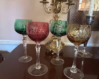 Cut Colored Crystal Wine Hocks
