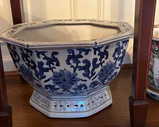 Large Blue White Chinoiserie Planter