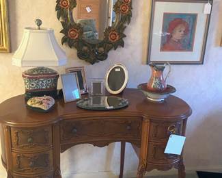 Walnut Kidney Shaped Desk/Vanity