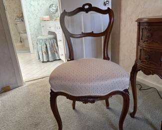 Antique Carved Walnut Side Chair, Late 19th Century