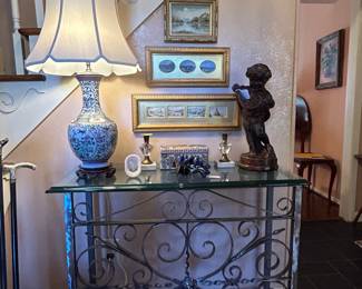 Iron Glass Console Table