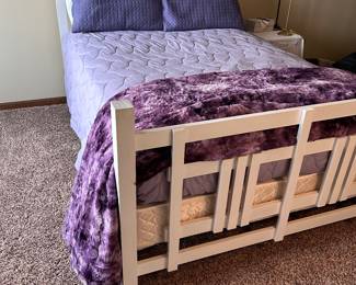 Custom built queen size bed and night stand with queen mattress and box springs