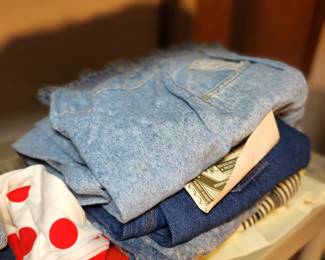 Vintage acid washed jeans and shorts.