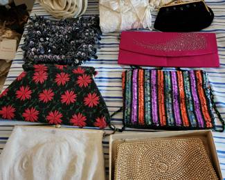 Vintage purses and clothes.