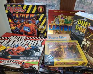 Role playing and tabletop games including Moto Grand Prix and Duel in the Dark