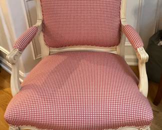 Red and White checker side chair