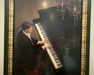 Piano player framed art