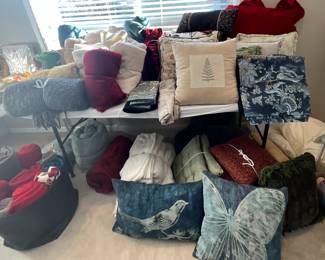 Decorative pillows, blankets, flannel and heated blankets