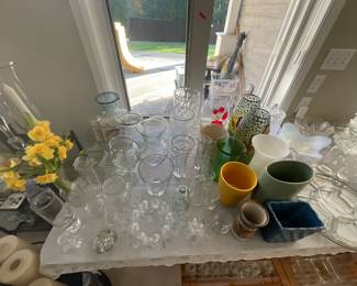 Vases, glassware, candles, pots